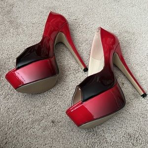 Stiletto Red fade to black Heels size 38 like new
